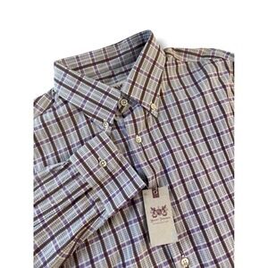 Hickey Freeman Mens L Plaid Button Down‎ Long Sleeve Dress Shirt NWT